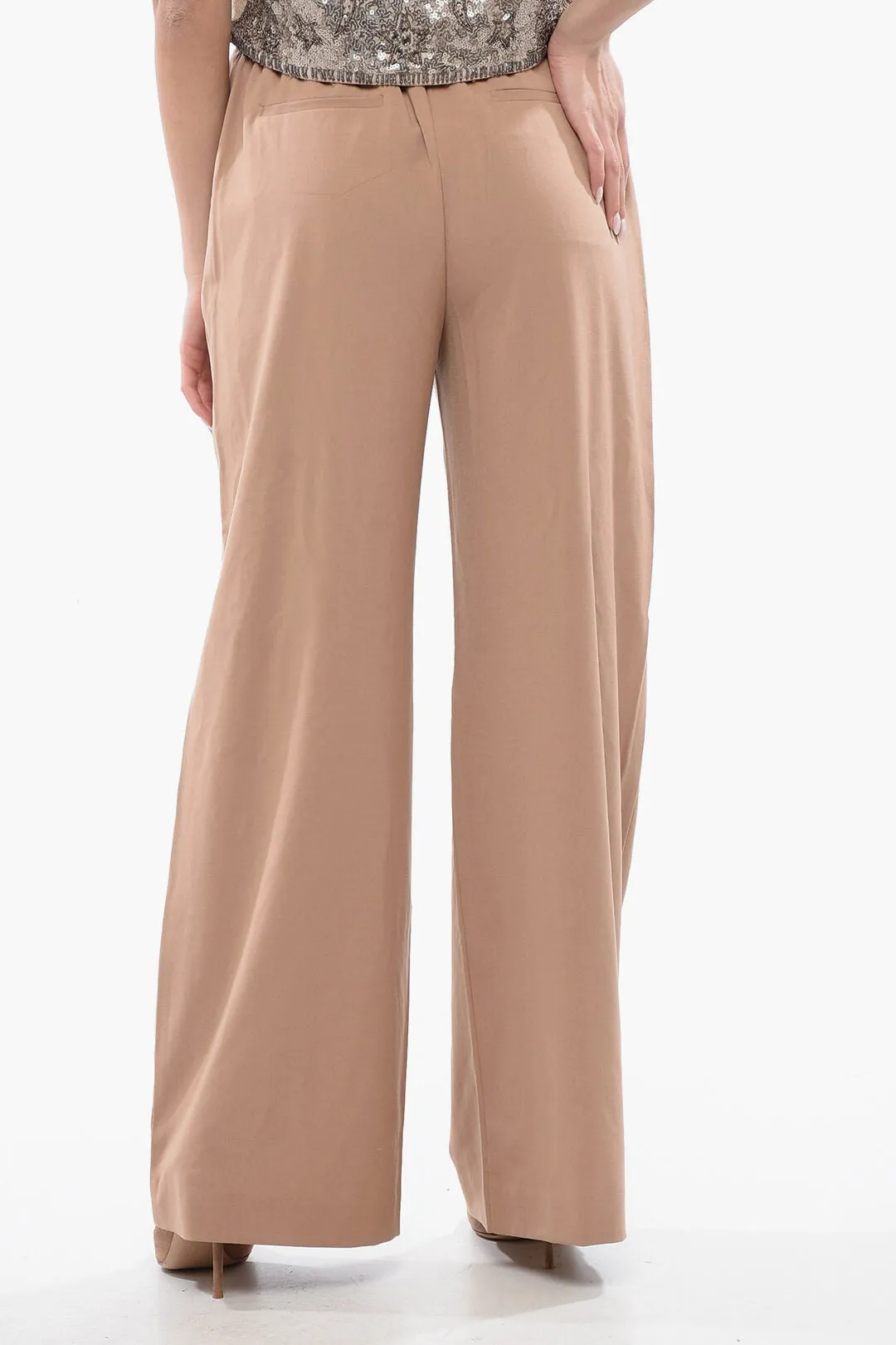 AllSaints Single Pleated ALEIDA Palazzo Pants with Drawstring Waist