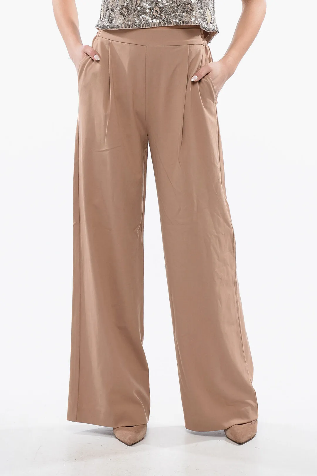 AllSaints Single Pleated ALEIDA Palazzo Pants with Drawstring Waist