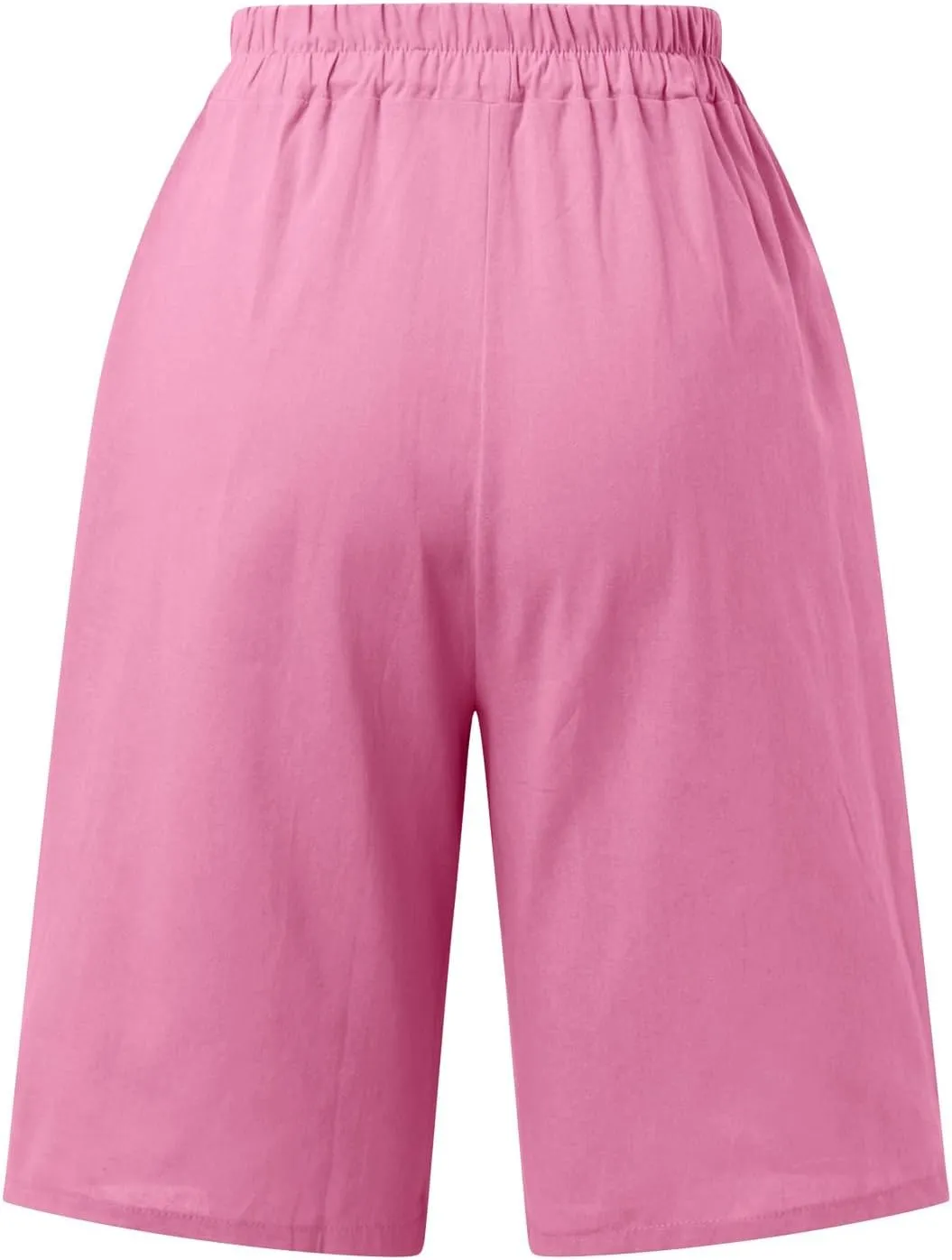 Bermuda Shorts for Women Knee Length Plus Size Linen Summer Long Shorts Casual Loose High Waisted Short with Pockets