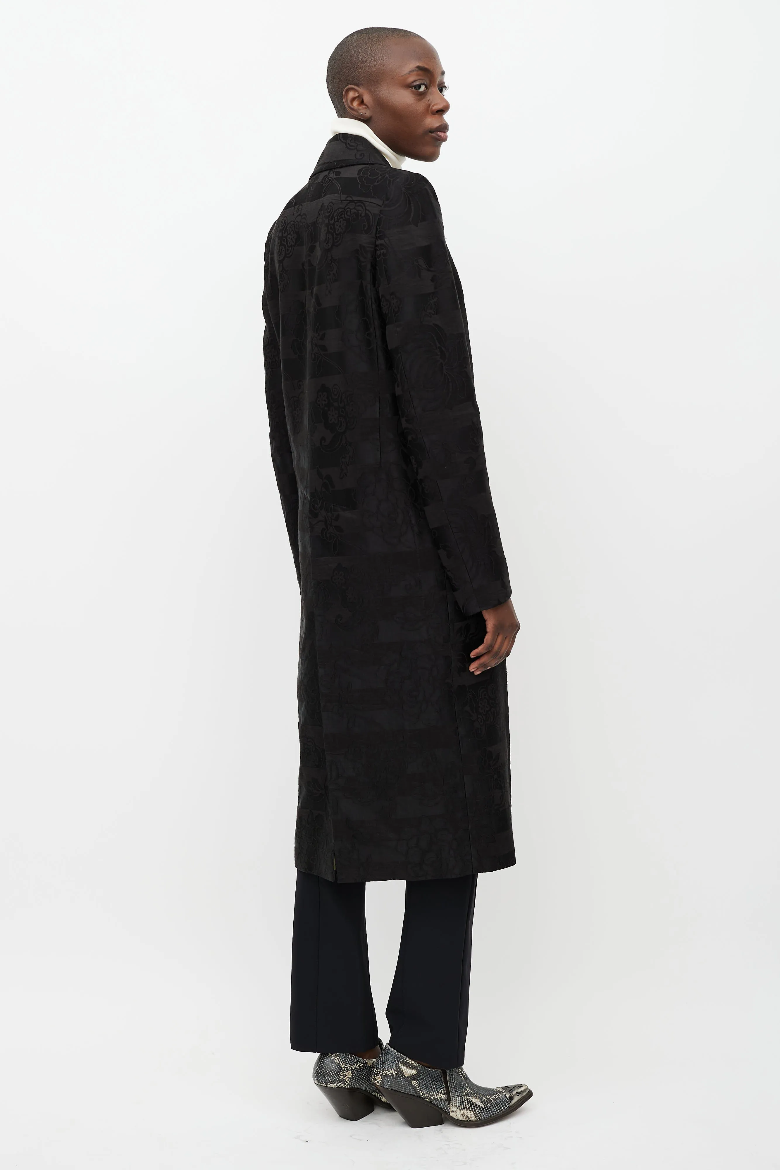 Black Floral Brocade Coat