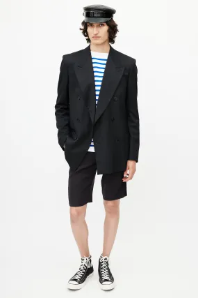 Black Wool Double Breasted Blazer