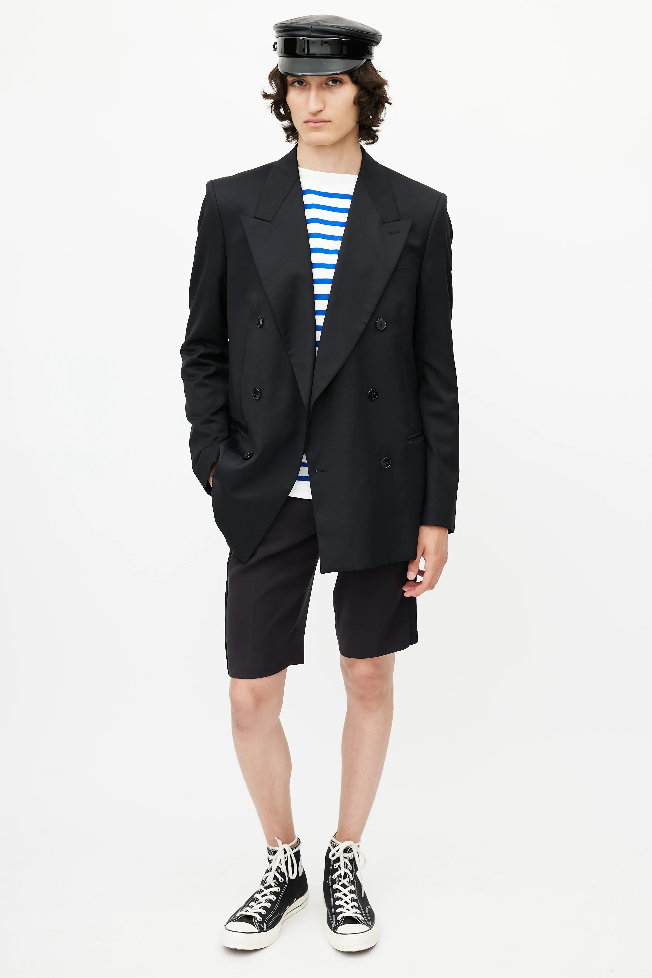 Black Wool Double Breasted Blazer