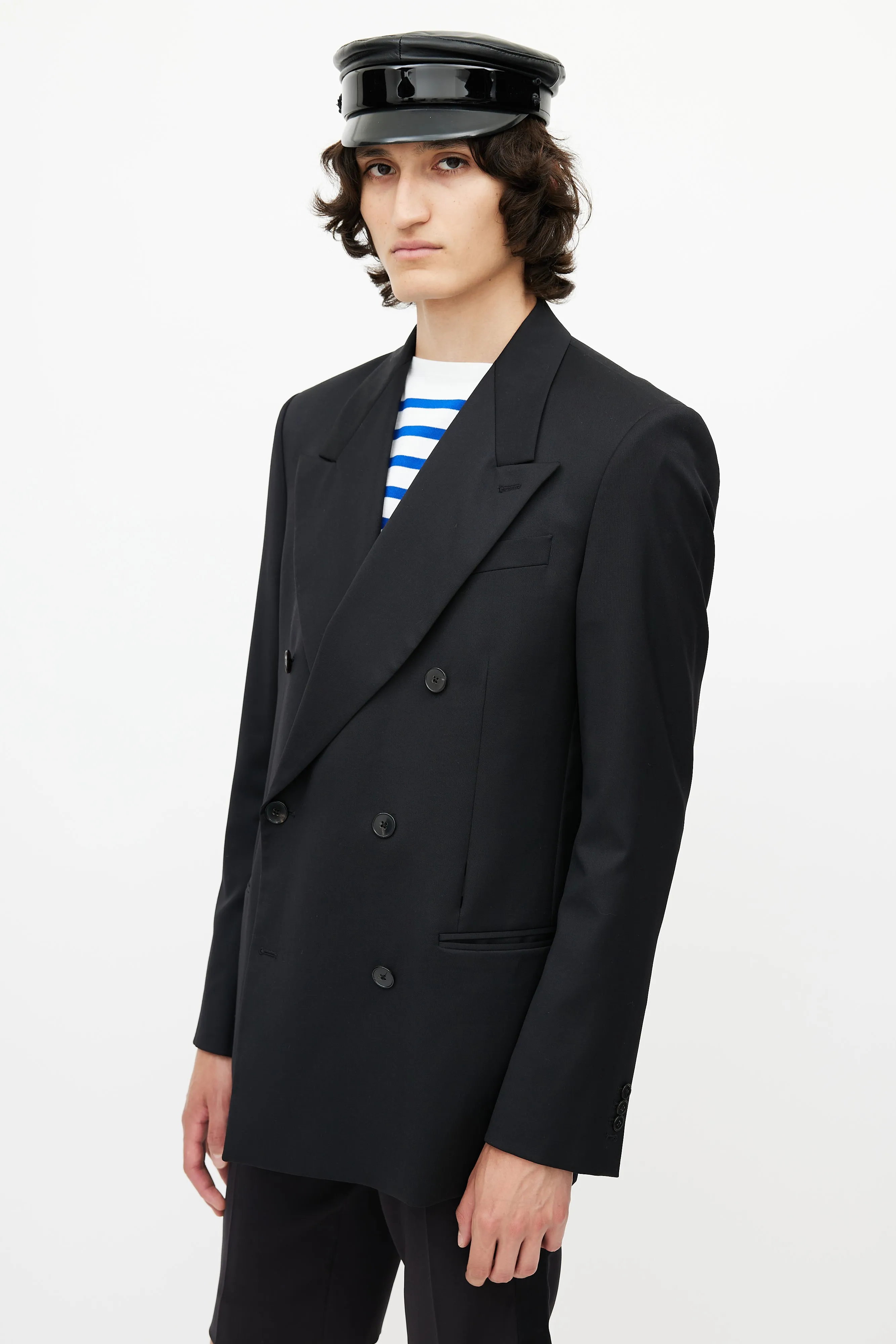 Black Wool Double Breasted Blazer