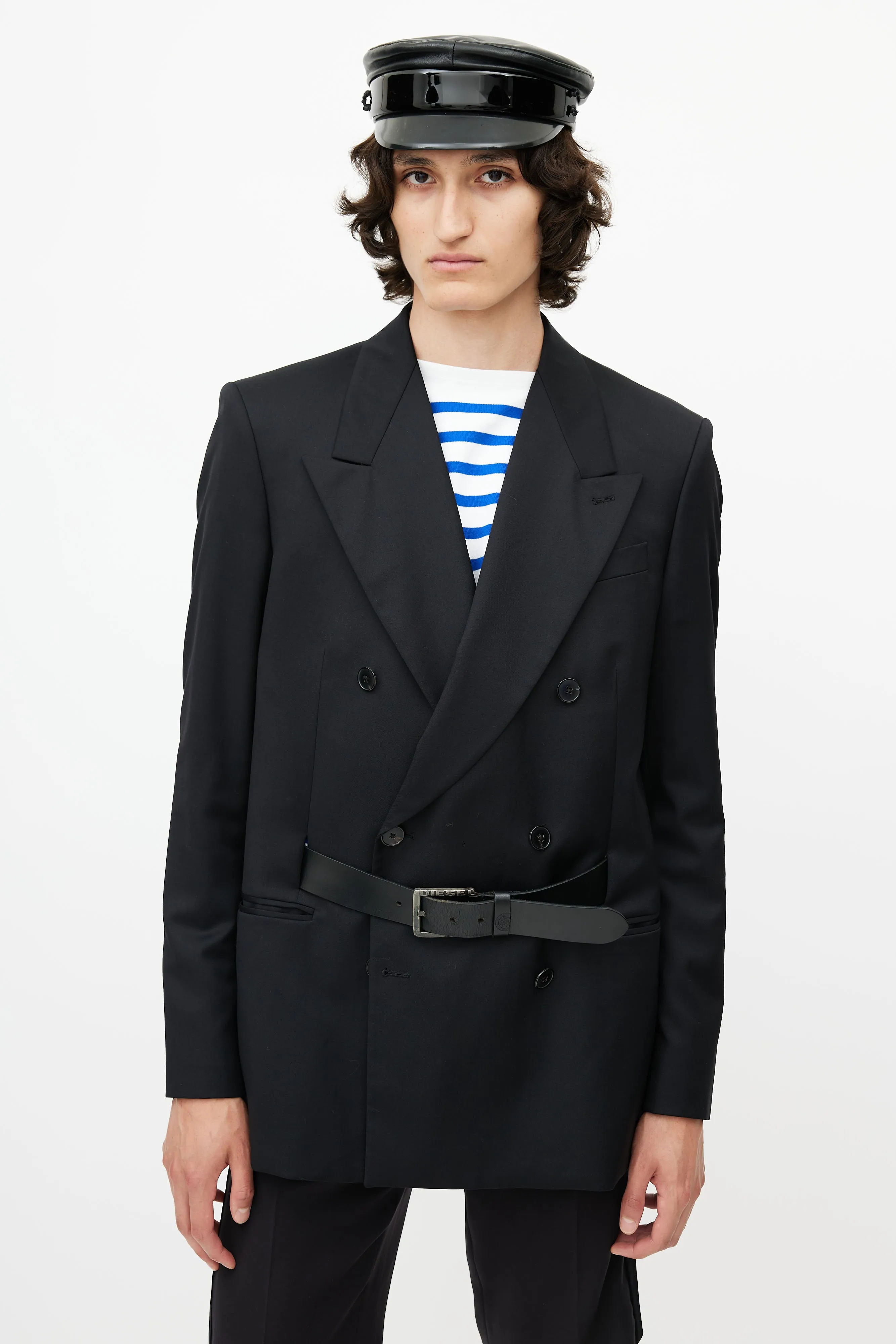 Black Wool Double Breasted Blazer