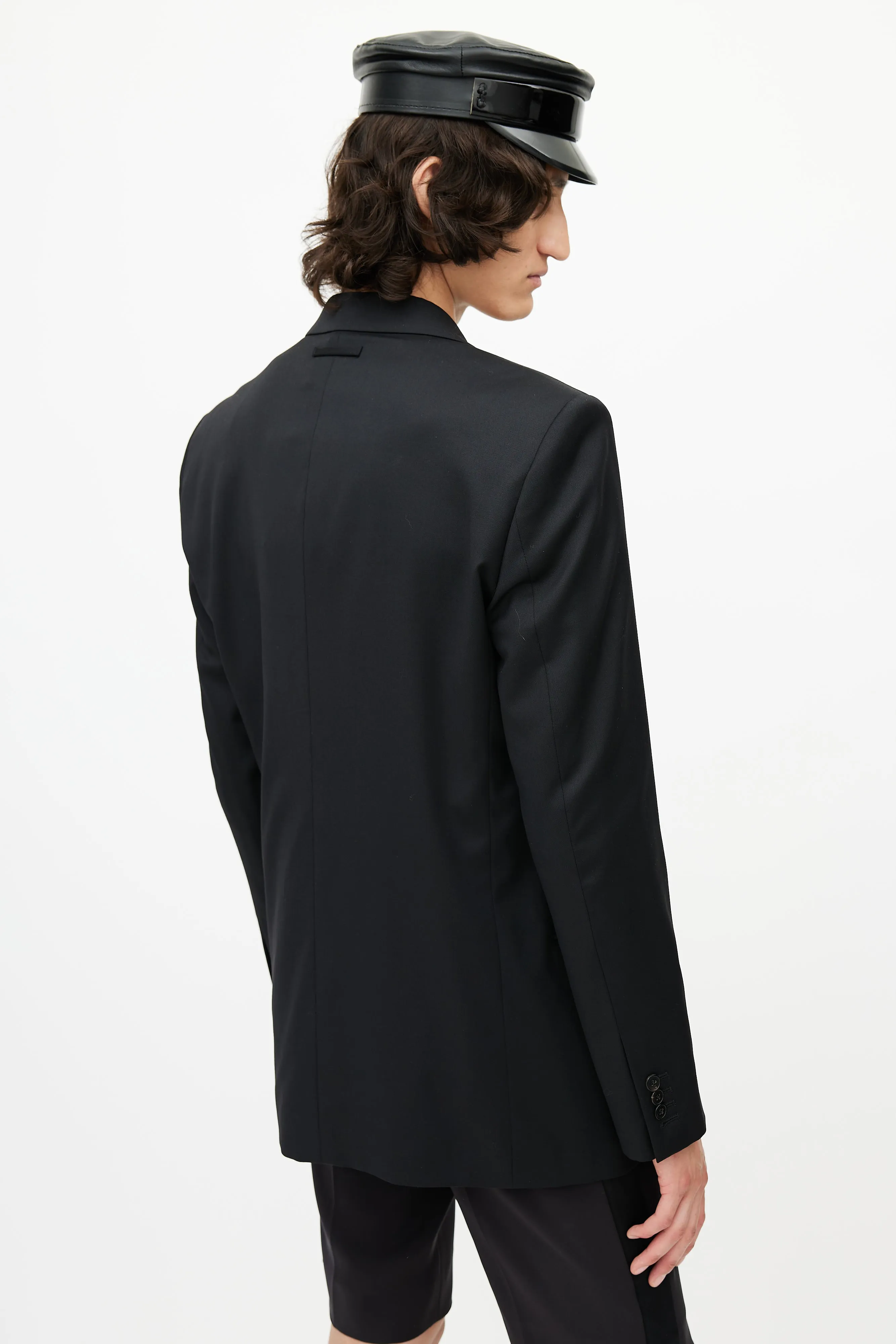 Black Wool Double Breasted Blazer