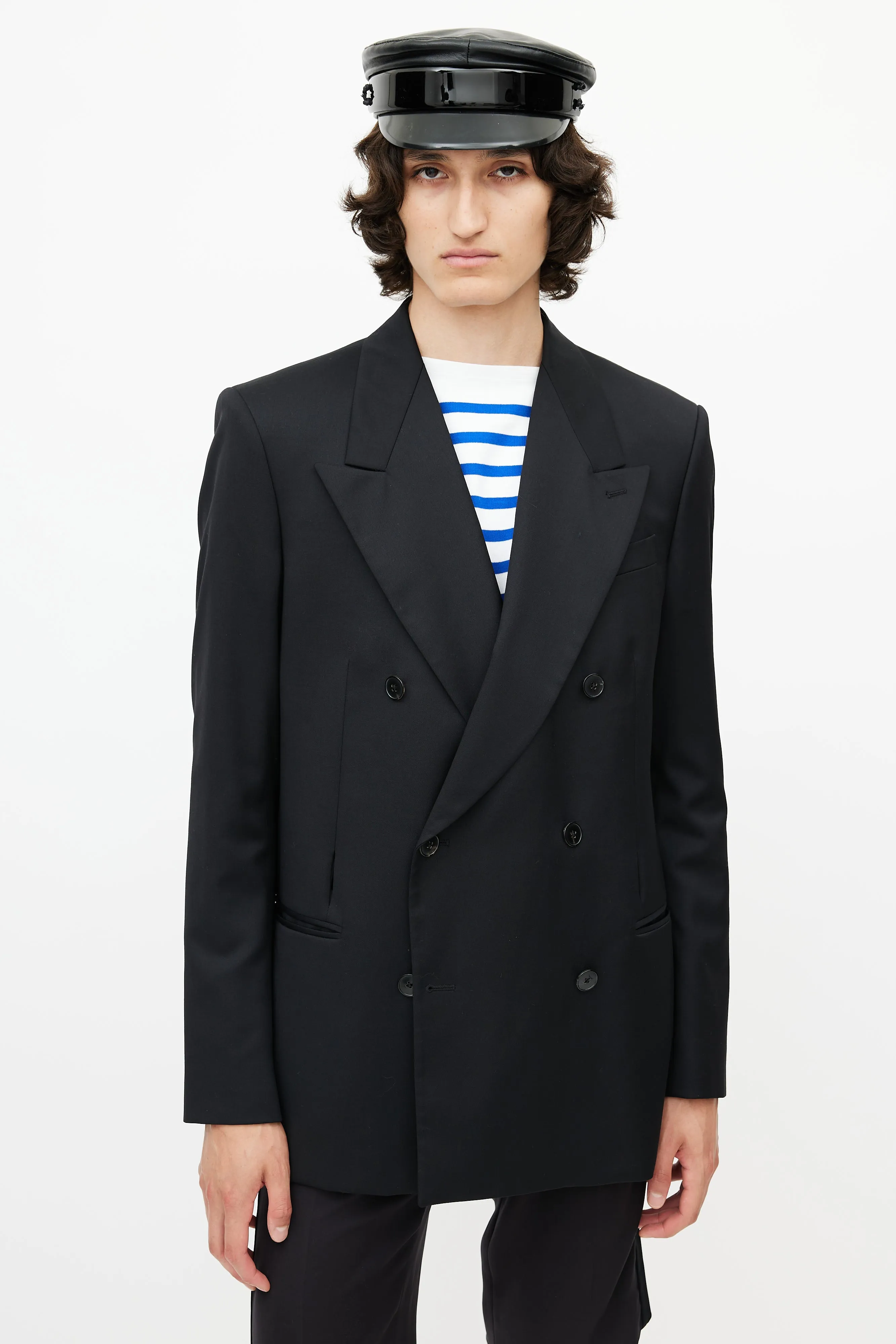Black Wool Double Breasted Blazer