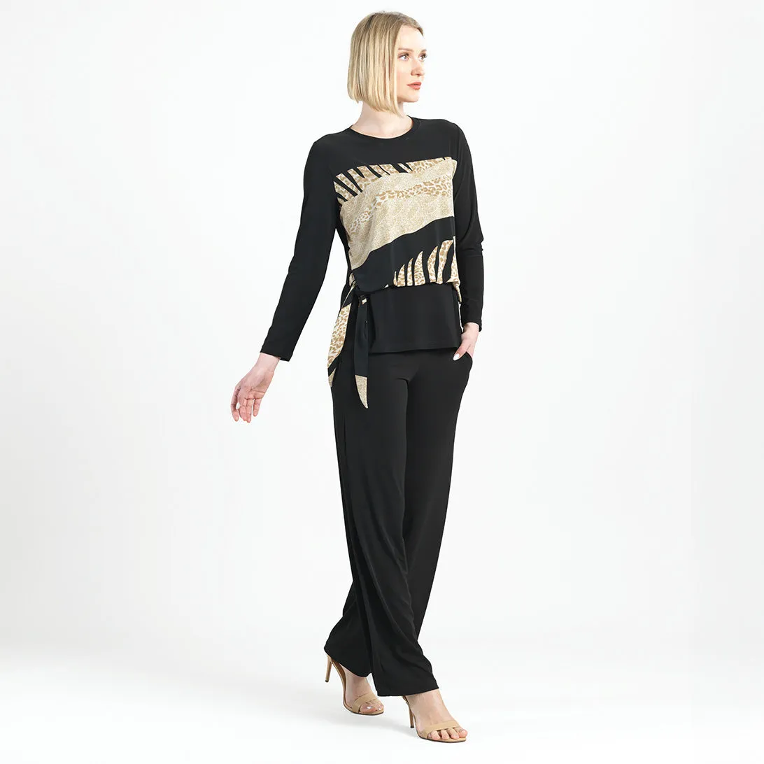 Blouson Overlay Side Tie Detail Top - Safari Patch