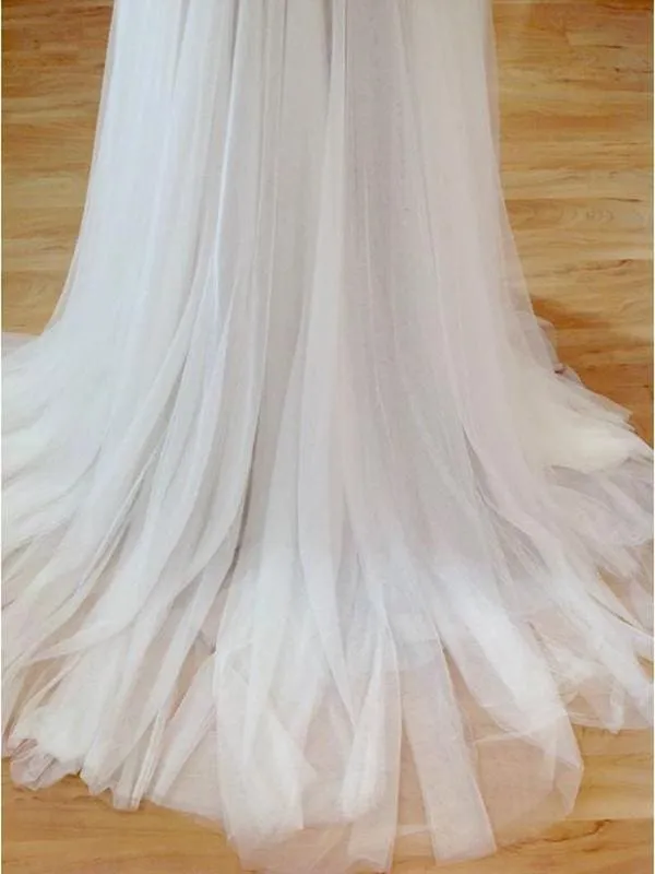 Boho Style White Tulle and Lace Wedding Dresses