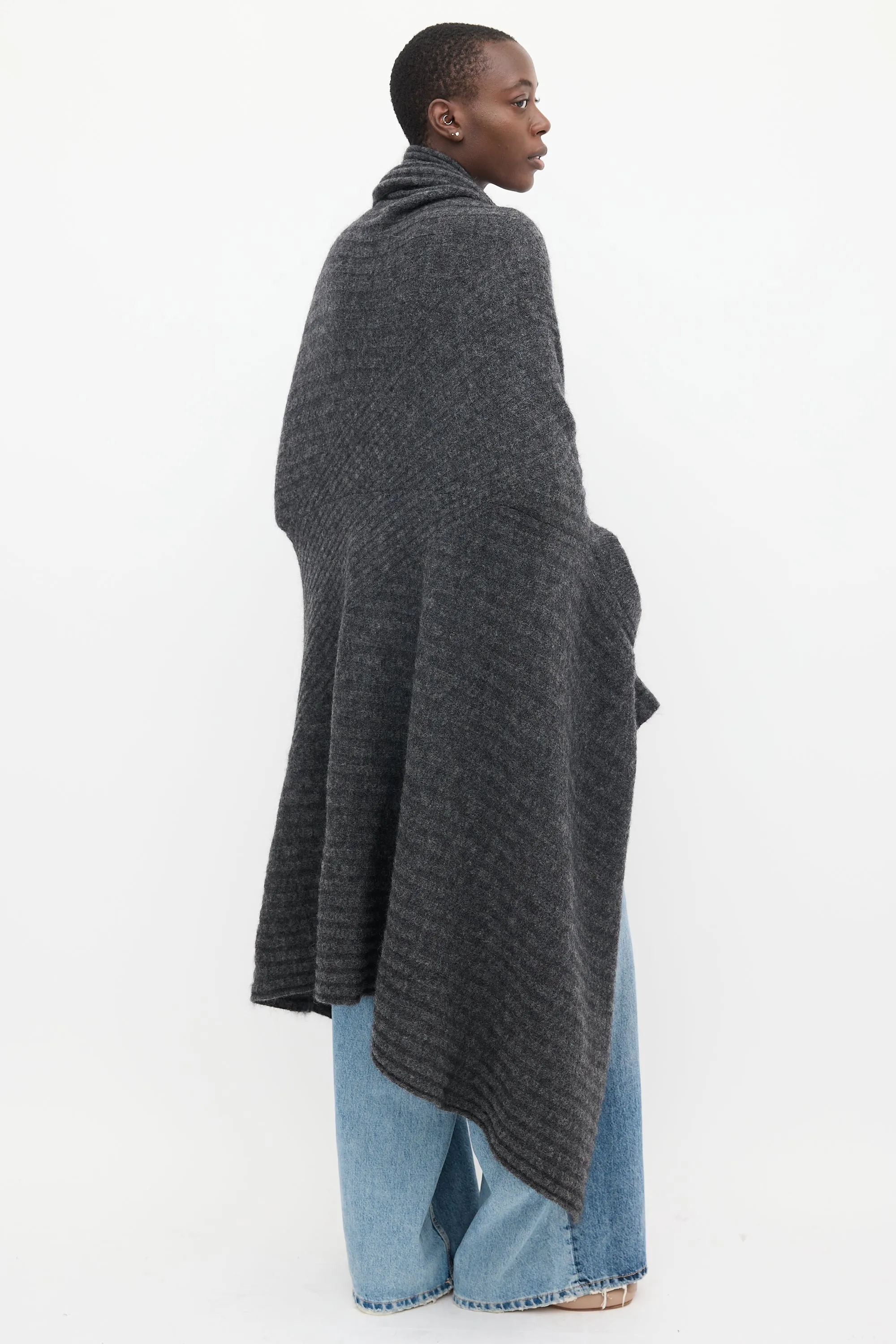 Dark Grey Mohair Alan Drape Cardigan