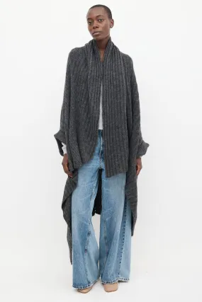 Dark Grey Mohair Alan Drape Cardigan