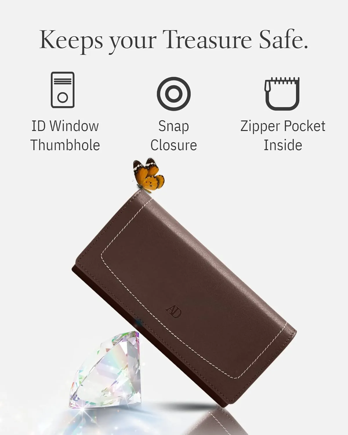 Leather Clutch RFID Wallets For Women - Big Womens Wallet Accordion Purse Organizer Zip Coin Pouch Gifts For Women