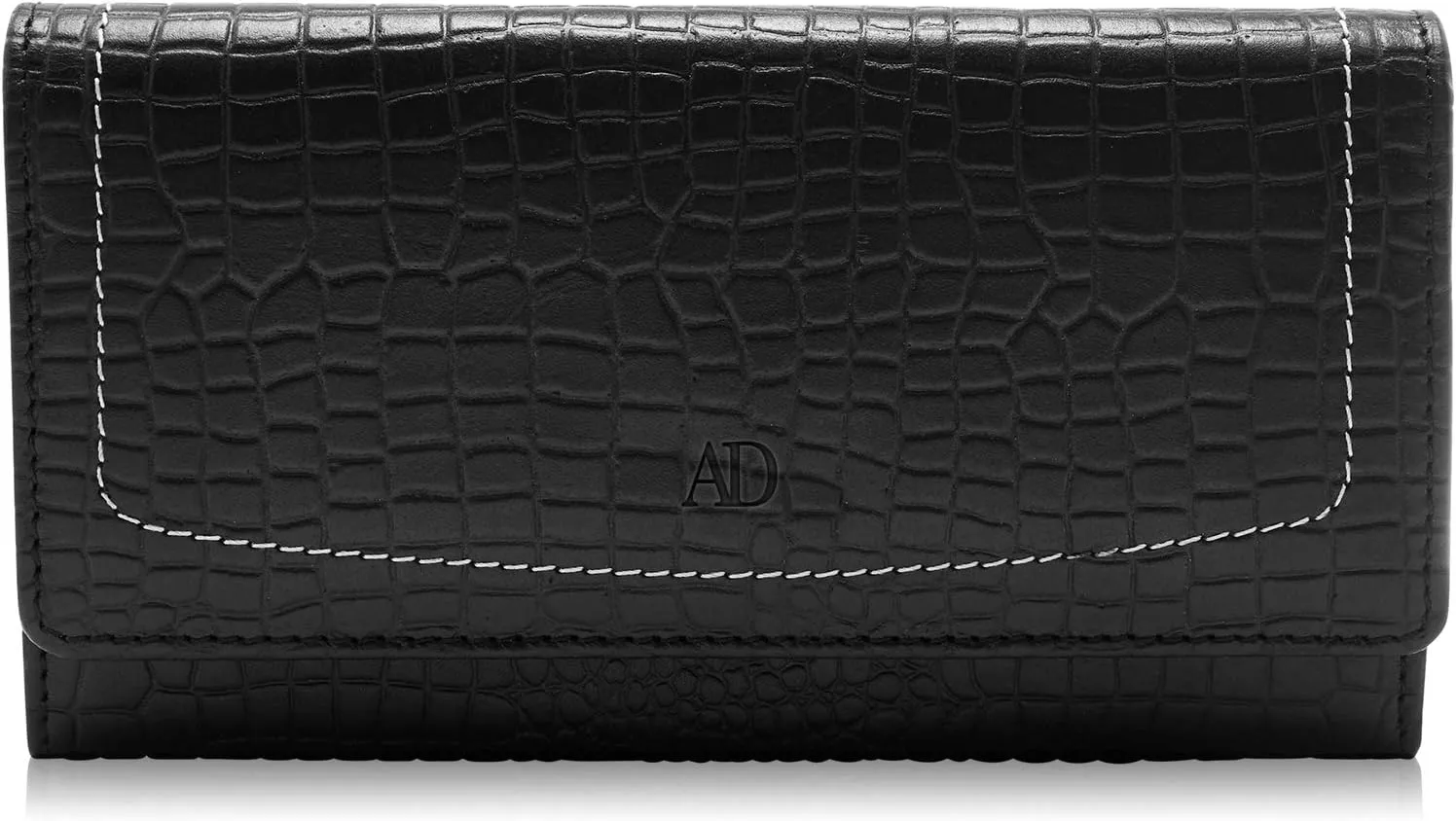 Leather Clutch RFID Wallets For Women - Big Womens Wallet Accordion Purse Organizer Zip Coin Pouch Gifts For Women