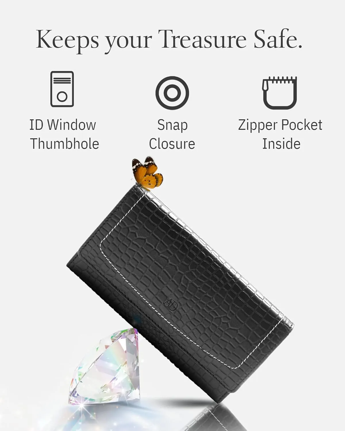 Leather Clutch RFID Wallets For Women - Big Womens Wallet Accordion Purse Organizer Zip Coin Pouch Gifts For Women