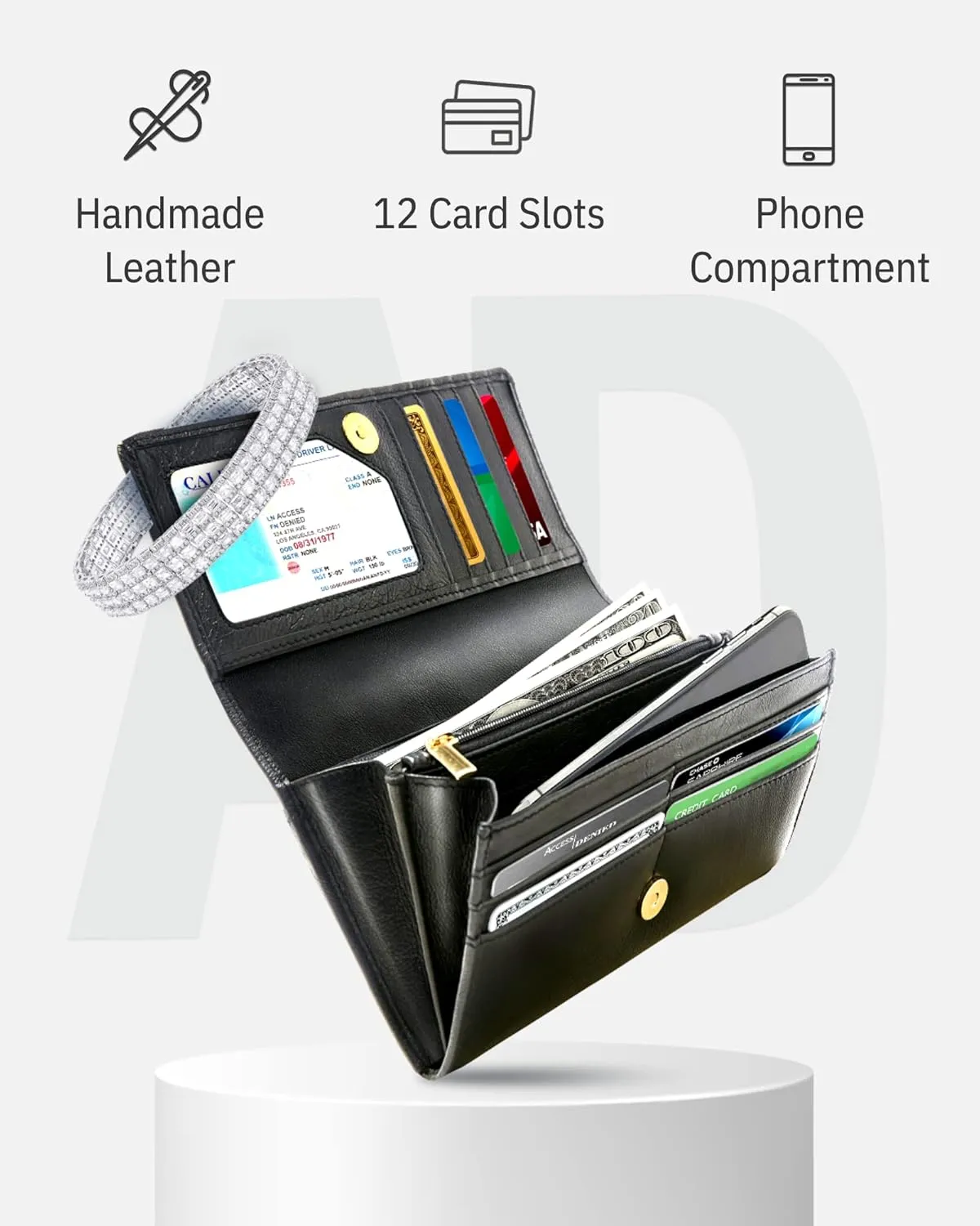 Leather Clutch RFID Wallets For Women - Big Womens Wallet Accordion Purse Organizer Zip Coin Pouch Gifts For Women