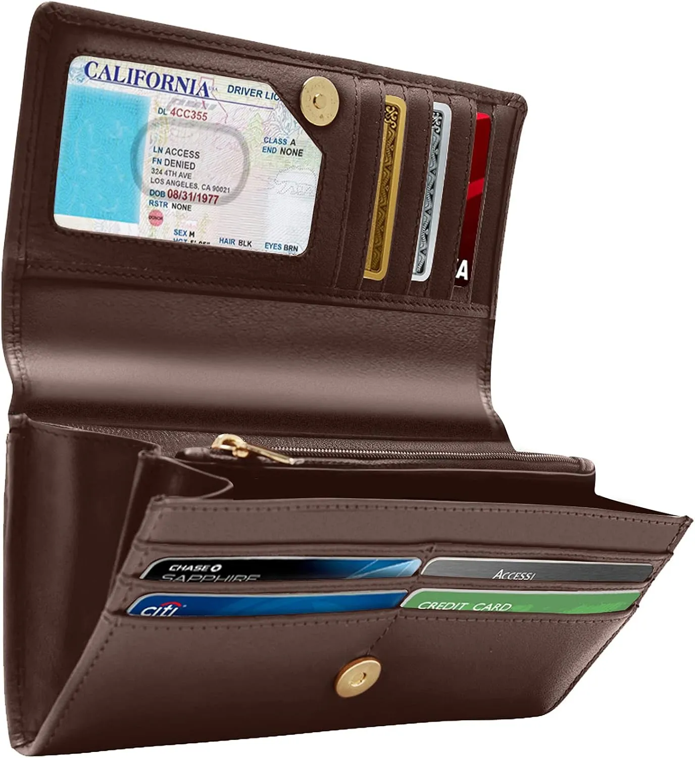 Leather Clutch RFID Wallets For Women - Big Womens Wallet Accordion Purse Organizer Zip Coin Pouch Gifts For Women