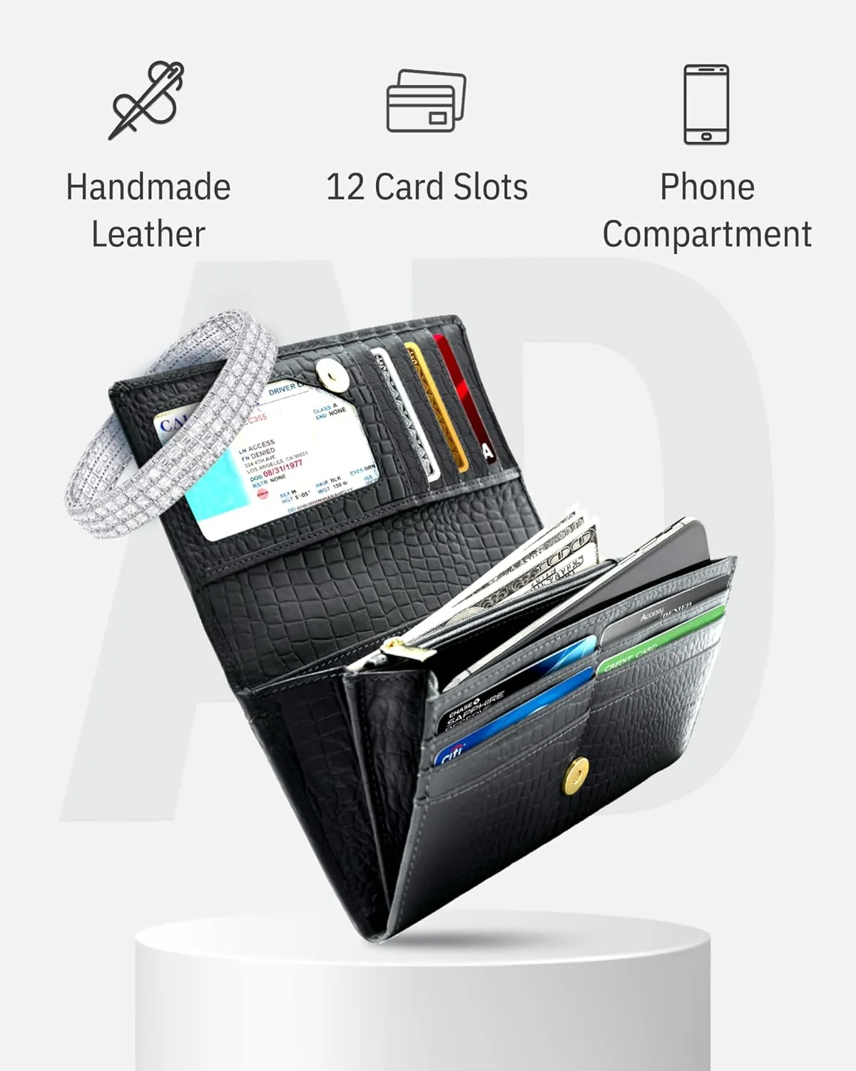 Leather Clutch RFID Wallets For Women - Big Womens Wallet Accordion Purse Organizer Zip Coin Pouch Gifts For Women