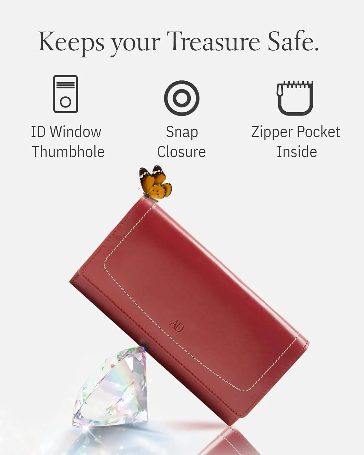 Leather Clutch RFID Wallets For Women - Big Womens Wallet Accordion Purse Organizer Zip Coin Pouch Gifts For Women