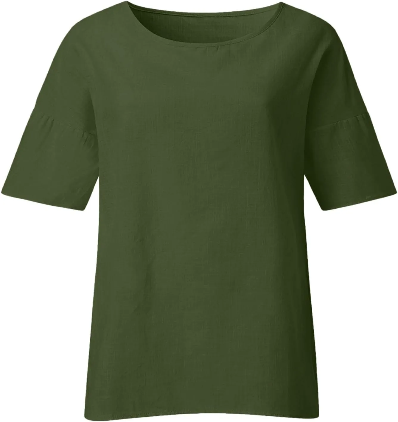 Linen Shirts For Women Loose Fit 3/4 Length Sleeve Summer Tunic Tops 2025 Side Split Dressy Tees Plus Size Blouse