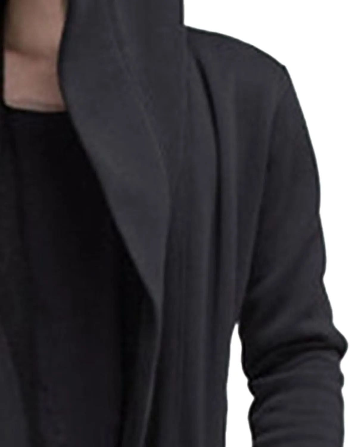 Maiyifu-GJ Men's Hooded Ruffle Shawl Collar Coat Long Sleeve Open Front Cardigans Lightweight Drape Cape