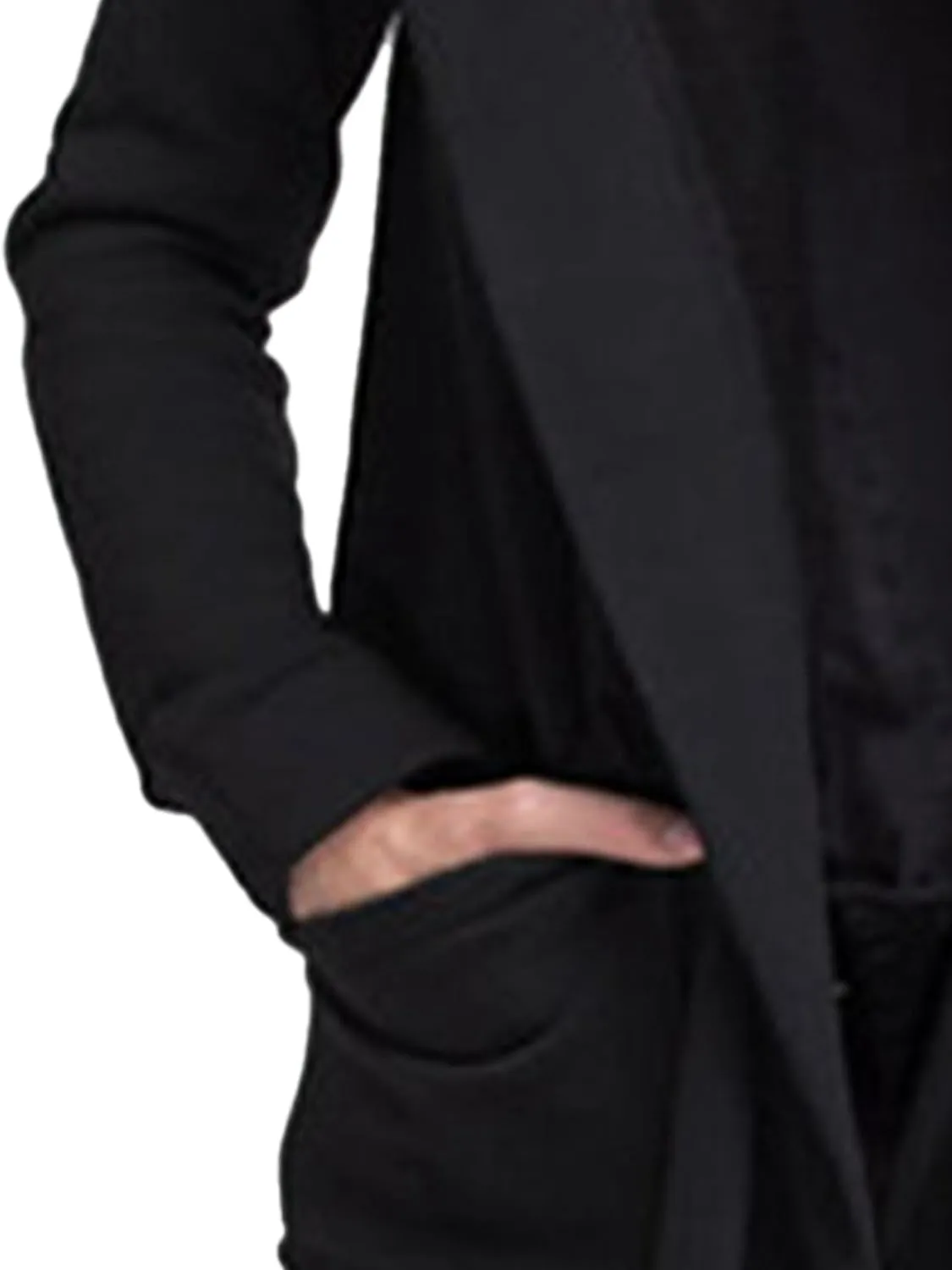 Maiyifu-GJ Men's Hooded Ruffle Shawl Collar Coat Long Sleeve Open Front Cardigans Lightweight Drape Cape