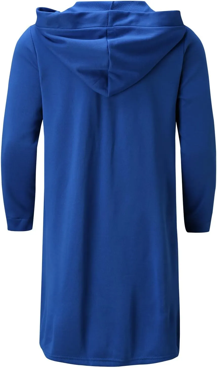 Mens Hooded Cardigans Open Front Asymmetric Hem Coats Loose Shawl Collar Drape Cape Overcoat with Pockets Fall Winter