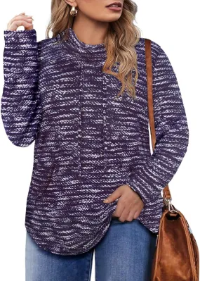 RITERA Plus Size Tops for Women Long Sleeve V/Cowl Neck Lightweight Sweatshirts Pullover Tunics Sweaters Fall Winter XL-5XL