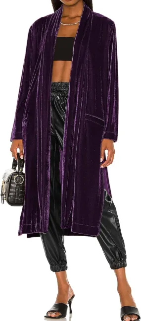 R.Vivimos Women's Long Cardigans Fall Velvet Long Sleeve Open Front Side Slit Loose Casual Jackets Duster Coat with Pockets