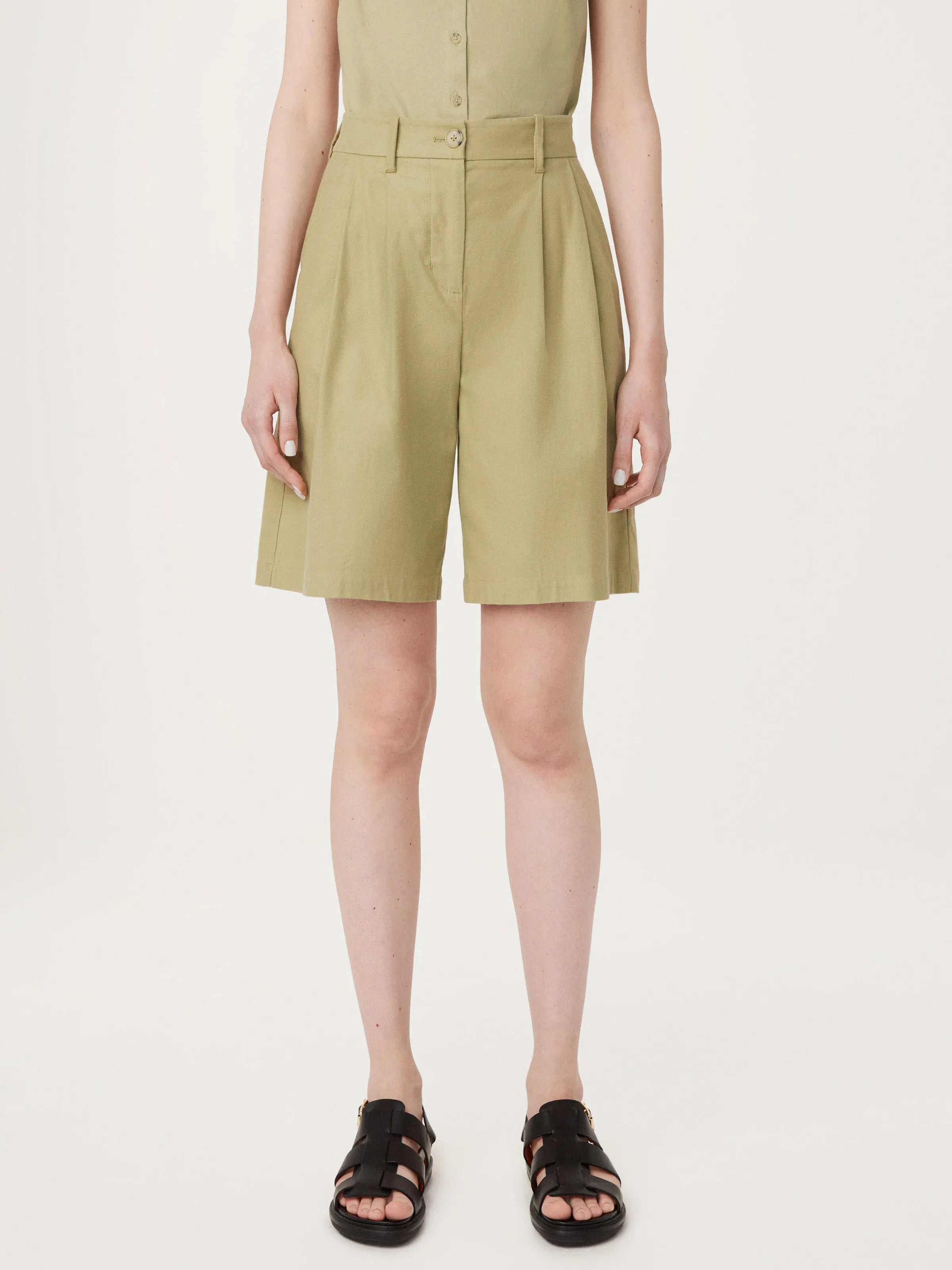 The Celine Bermuda Short in Green Beige