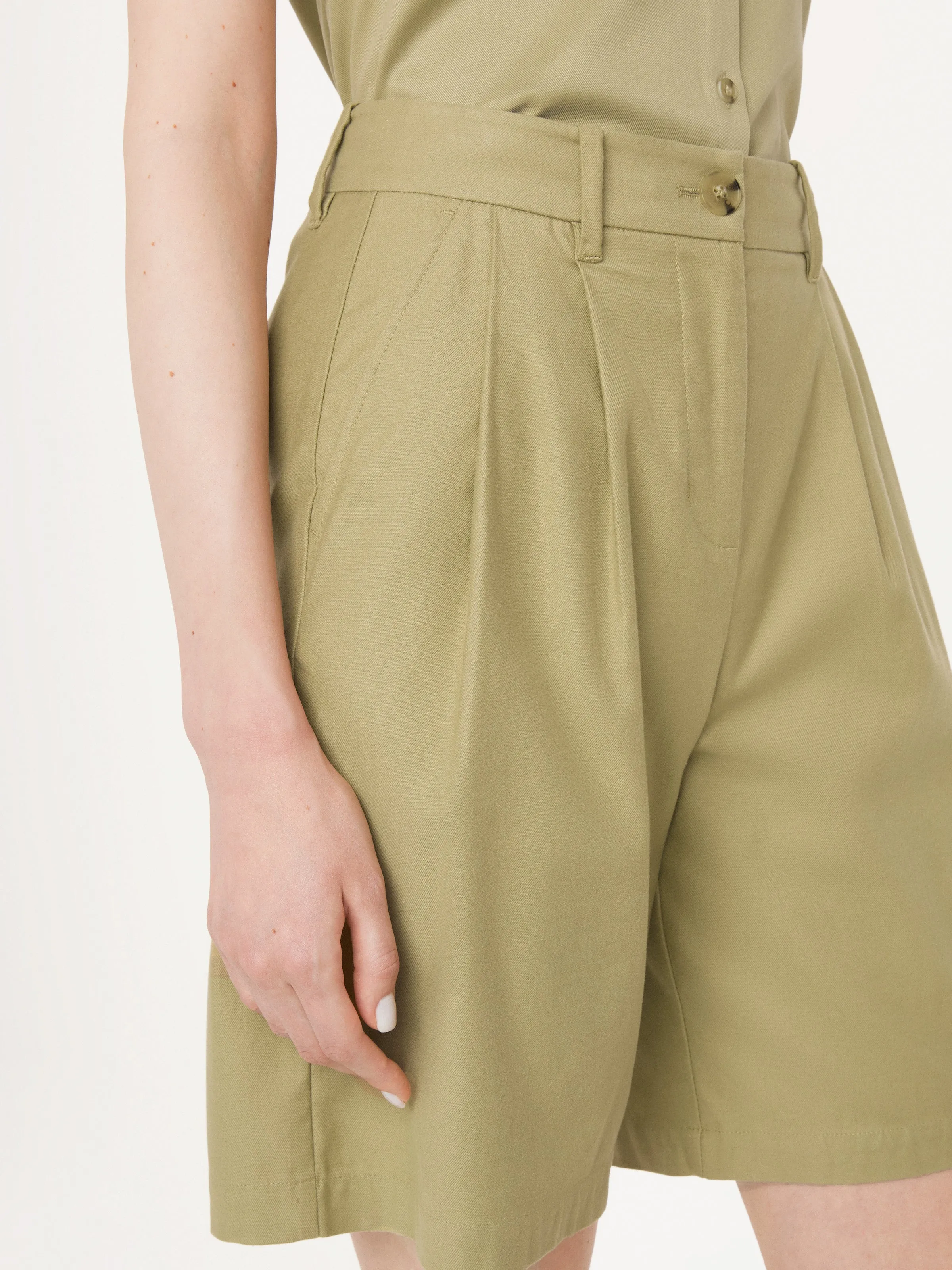 The Celine Bermuda Short in Green Beige