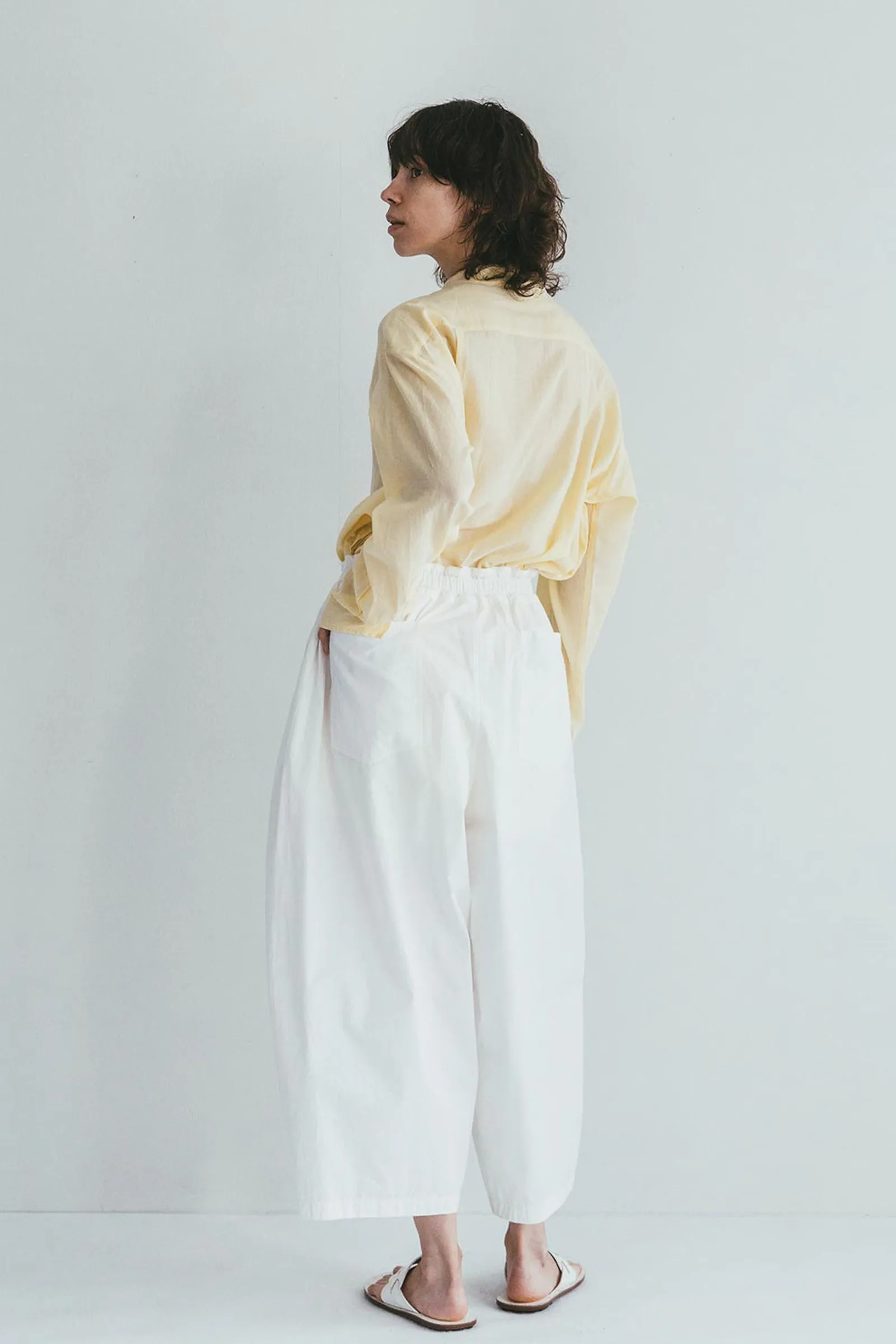 Women High-rise Drawstring Pants - Off White