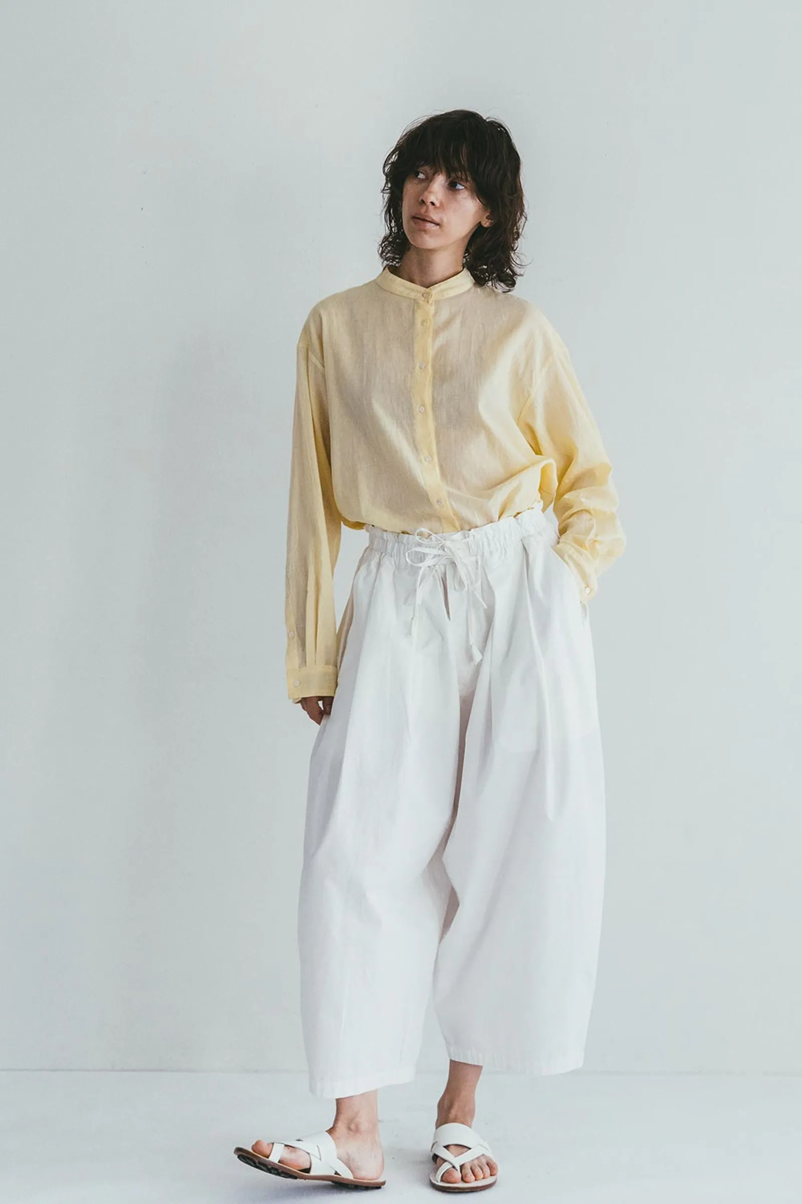 Women High-rise Drawstring Pants - Off White