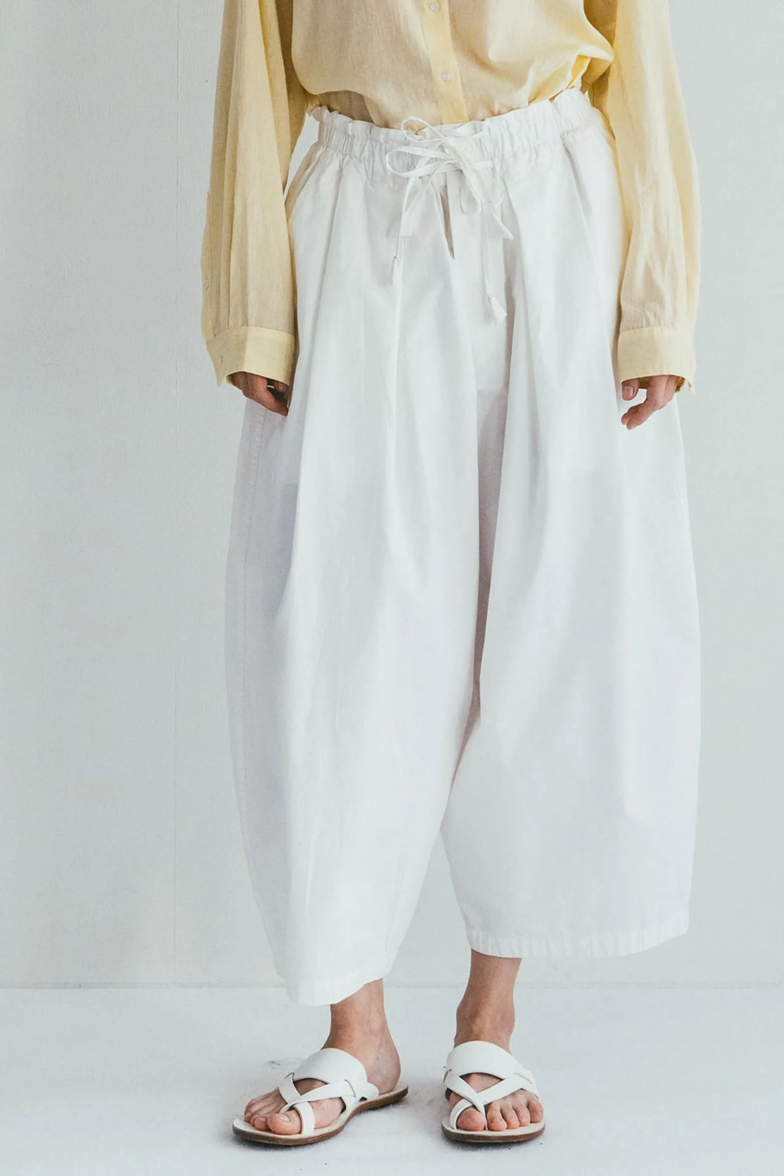 Women High-rise Drawstring Pants - Off White