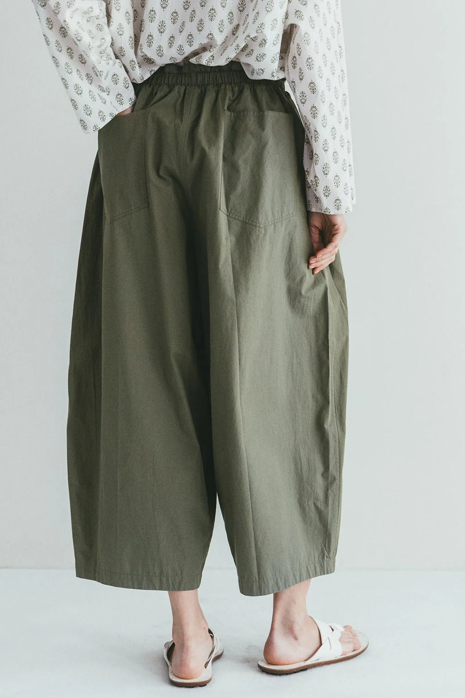 Women High-rise Drawstring Pants  - Sage Green