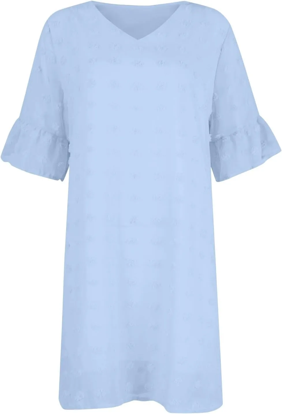 Women's Chiffon Summer Flowy Midi Dress Casual Short Sleeve Ruffle Swiss Dot Loose Romantic Dress