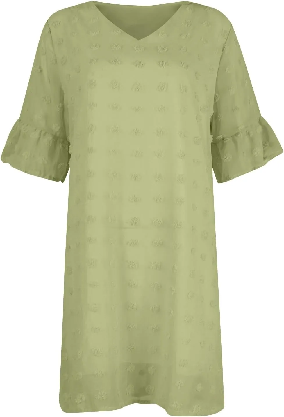 Women's Chiffon Summer Flowy Midi Dress Casual Short Sleeve Ruffle Swiss Dot Loose Romantic Dress