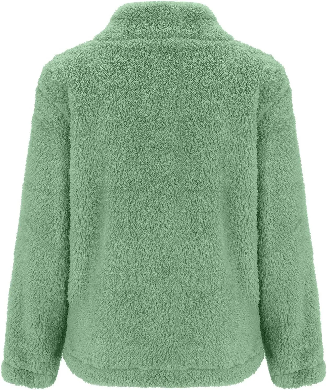 Womens Full Zip Sherpa Fleece Jacket Solid Color Fuzzy Teddy Coat Lightweight Warm Winter Casual Outfits with Pockets