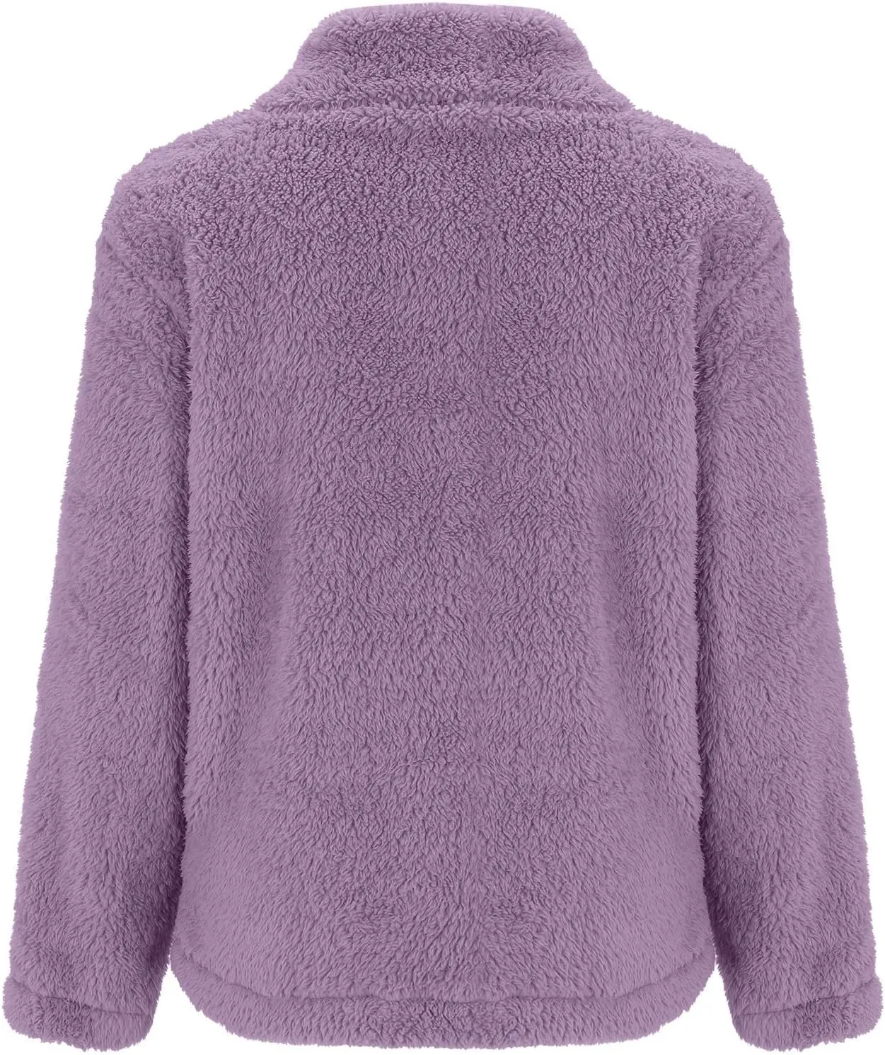 Womens Full Zip Sherpa Fleece Jacket Solid Color Fuzzy Teddy Coat Lightweight Warm Winter Casual Outfits with Pockets