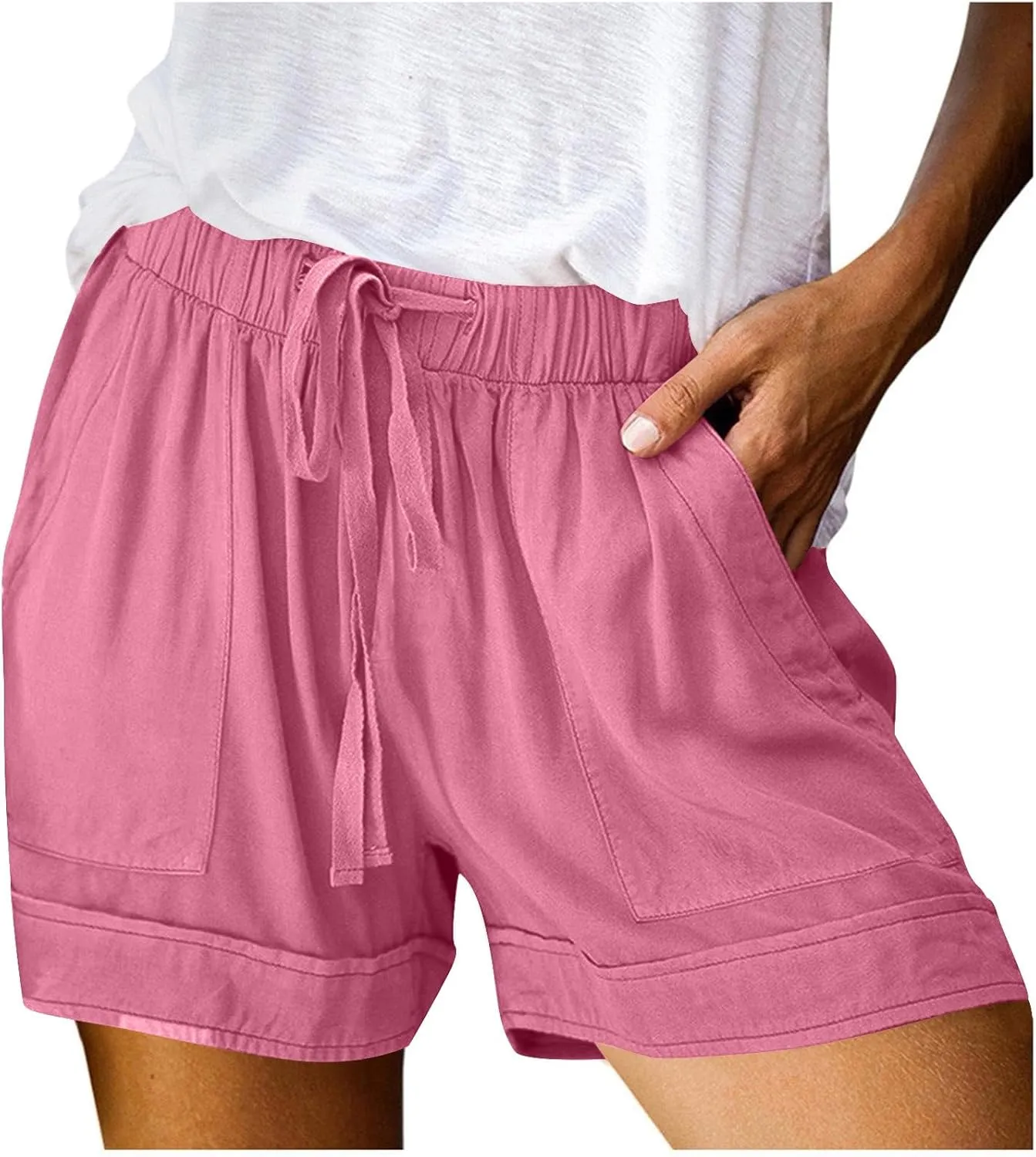 Women's Summer Shorts Elastic Waist Casual Drawstring Lightweight Comfortable Breathable Soft Stretchy with